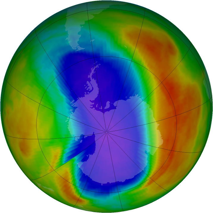 Antarctic ozone map for 08 October 1991